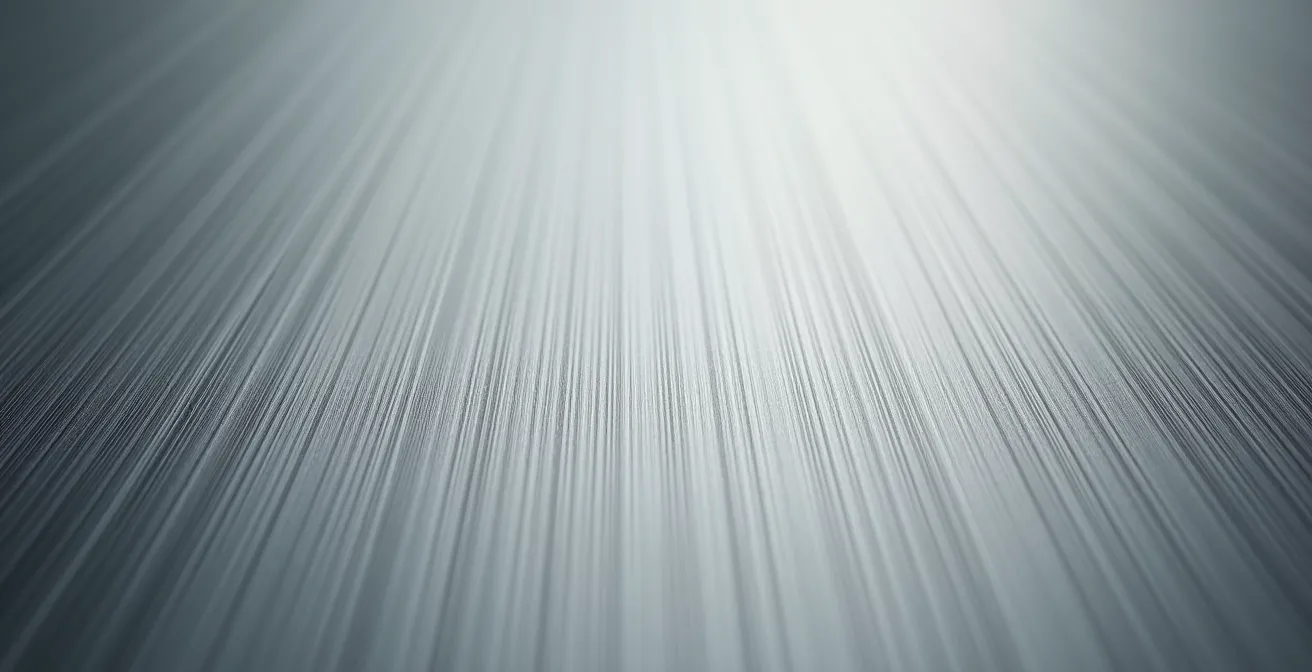 Gros plan sur la texture d'une surface en acier inoxydable lisse et brillante utilisée en boulangerie professionnelle